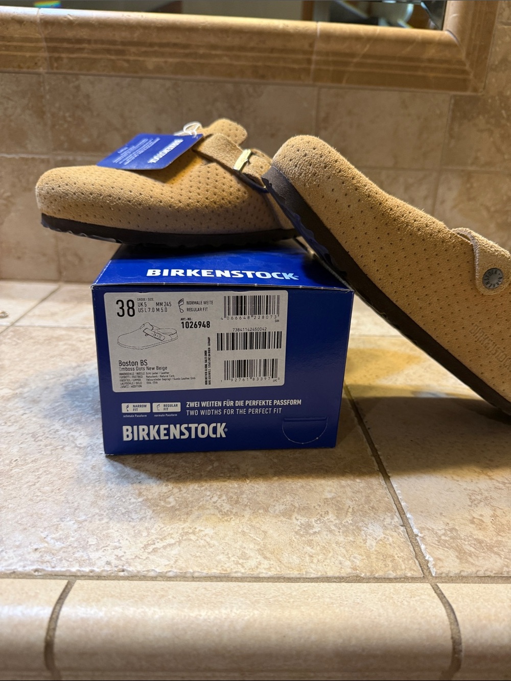 Birkenstock Boston Suede Clog in Beige/Tan